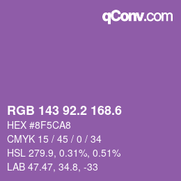 カラーコード: RGB 143 92.2 168.6 | qconv.com
