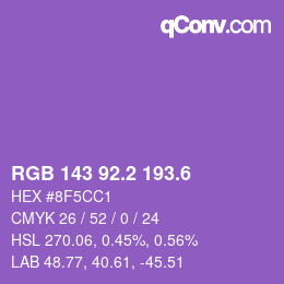 カラーコード: RGB 143 92.2 193.6 | qconv.com