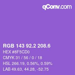 カラーコード: RGB 143 92.2 208.6 | qconv.com