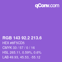 カラーコード: RGB 143 92.2 213.6 | qconv.com