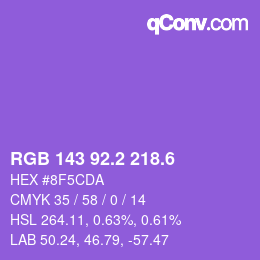 カラーコード: RGB 143 92.2 218.6 | qconv.com