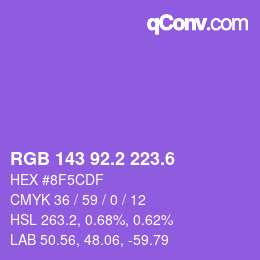 カラーコード: RGB 143 92.2 223.6 | qconv.com