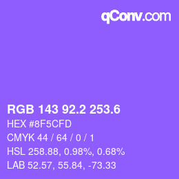 カラーコード: RGB 143 92.2 253.6 | qconv.com