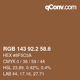 カラーコード: RGB 143 92.2 58.6 | qconv.com