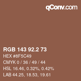 カラーコード: RGB 143 92.2 73 | qconv.com