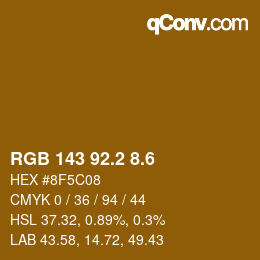 カラーコード: RGB 143 92.2 8.6 | qconv.com