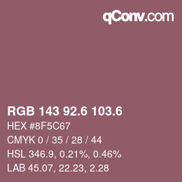 カラーコード: RGB 143 92.6 103.6 | qconv.com
