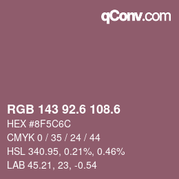 カラーコード: RGB 143 92.6 108.6 | qconv.com