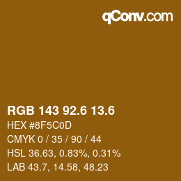 カラーコード: RGB 143 92.6 13.6 | qconv.com