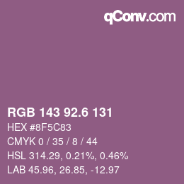 カラーコード: RGB 143 92.6 131 | qconv.com