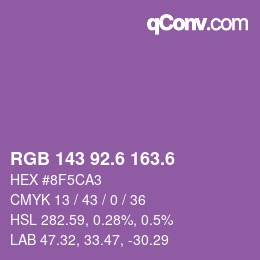 カラーコード: RGB 143 92.6 163.6 | qconv.com