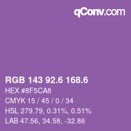 カラーコード: RGB 143 92.6 168.6 | qconv.com