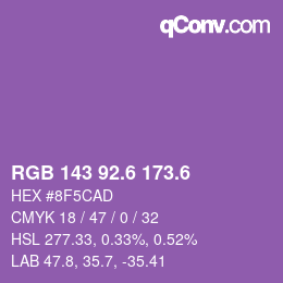 カラーコード: RGB 143 92.6 173.6 | qconv.com