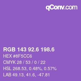 カラーコード: RGB 143 92.6 198.6 | qconv.com