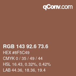 カラーコード: RGB 143 92.6 73.6 | qconv.com