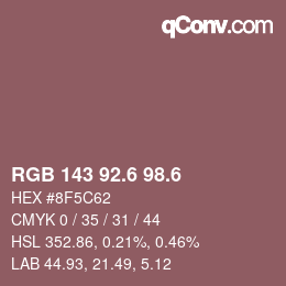 カラーコード: RGB 143 92.6 98.6 | qconv.com