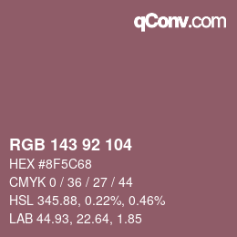 颜色代码: RGB 143 92 104 | qconv.com