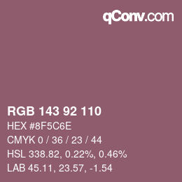 颜色代码: RGB 143 92 110 | qconv.com