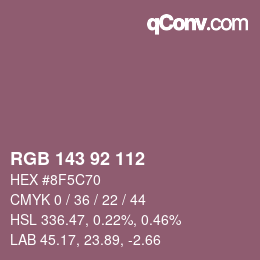 颜色代码: RGB 143 92 112 | qconv.com