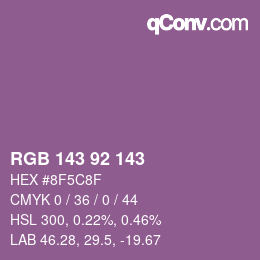 颜色代码: RGB 143 92 143 | qconv.com