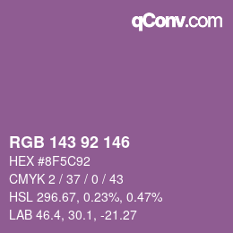カラーコード: RGB 143 92 146 | qconv.com