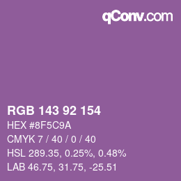カラーコード: RGB 143 92 154 | qconv.com