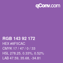 カラーコード: RGB 143 92 172 | qconv.com