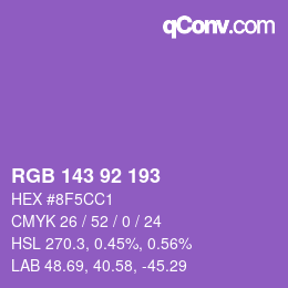 カラーコード: RGB 143 92 193 | qconv.com
