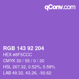 颜色代码: RGB 143 92 204 | qconv.com