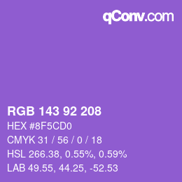カラーコード: RGB 143 92 208 | qconv.com