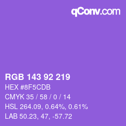 颜色代码: RGB 143 92 219 | qconv.com