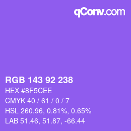 カラーコード: RGB 143 92 238 | qconv.com