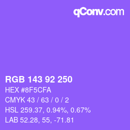 颜色代码: RGB 143 92 250 | qconv.com