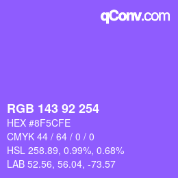 カラーコード: RGB 143 92 254 | qconv.com