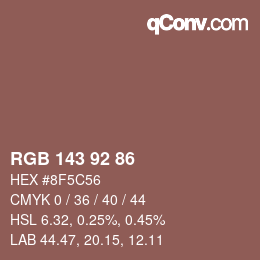 颜色代码: RGB 143 92 86 | qconv.com