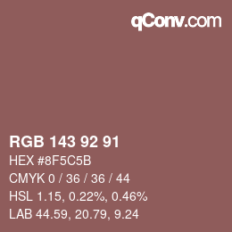 Color code: RGB 143 92 91 | qconv.com