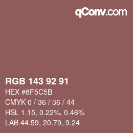 カラーコード: RGB 143 92 91 | qconv.com