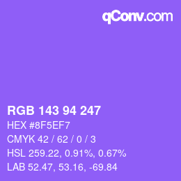 カラーコード: RGB 143 94 247 | qconv.com