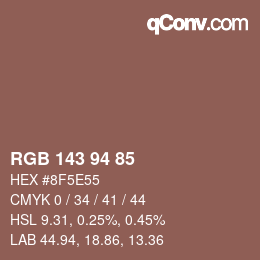 Color code: RGB 143 94 85 | qconv.com