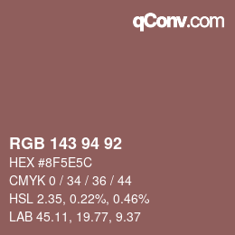 颜色代码: RGB 143 94 92 | qconv.com