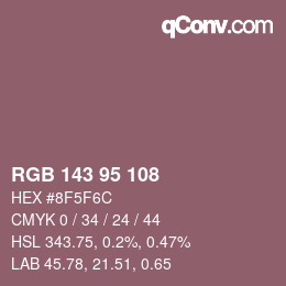 カラーコード: RGB 143 95 108 | qconv.com