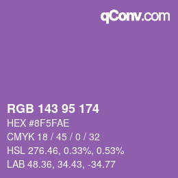 Color code: RGB 143 95 174 | qconv.com