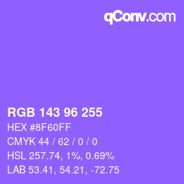 Color code: RGB 143 96 255 | qconv.com