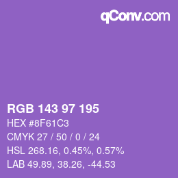 Color code: RGB 143 97 195 | qconv.com