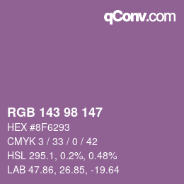 Color code: RGB 143 98 147 | qconv.com