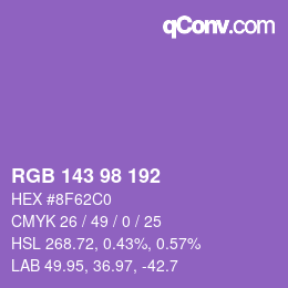Color code: RGB 143 98 192 | qconv.com