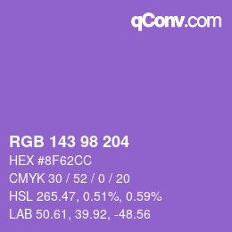 Color code: RGB 143 98 204 | qconv.com