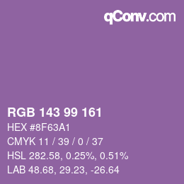 颜色代码: RGB 143 99 161 | qconv.com