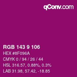 カラーコード: RGB 143 9 106 | qconv.com