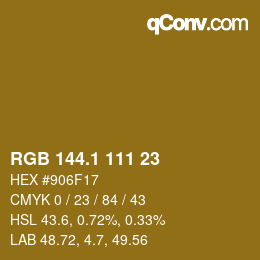 カラーコード: RGB 144.1 111 23 | qconv.com